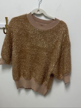 Dear John maleni Metallic Gold Sparkle Crewneck Sweater